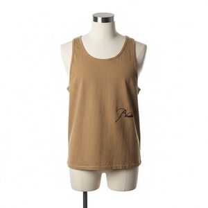 Rhude Script Logo Tank Top Mustard Yellow Ochre Sleeveless Tee Men Medium Casual